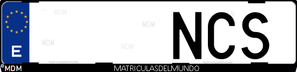 Imágen de matrícula de coche con letras NCS de España