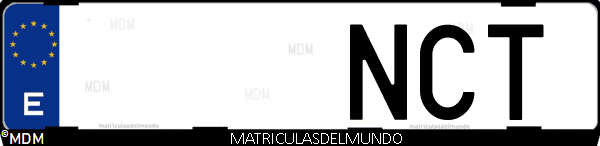 Imágen de matrícula de coche con letras NCT de España