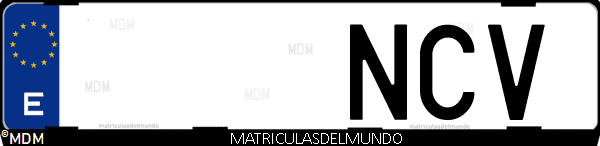 Imágen de matrícula de coche con letras NCV de España