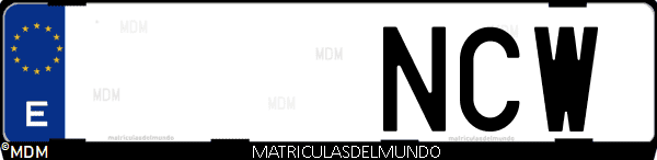 Imágen de matrícula de coche con letras NCW de España