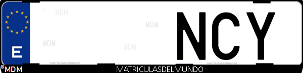 Imágen de matrícula de coche con letras NCY de España