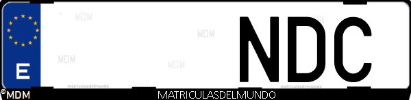 Imágen de matrícula de coche con letras NDC de España