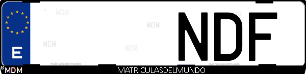 Imágen de matrícula de coche con letras NDF de España