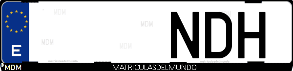 Imágen de matrícula de coche con letras NDH de España