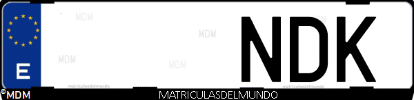 Imágen de matrícula de coche con letras NDK de España