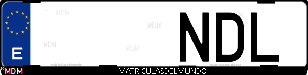 Imágen de matrícula de coche con letras NDL de España