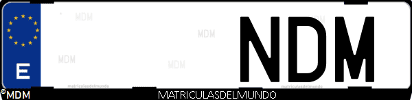 Imágen de matrícula de coche con letras NDM de España
