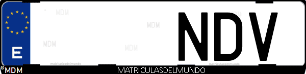 Imágen de matrícula de coche con letras NDV de España