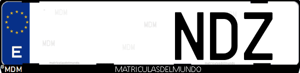 Imágen de matrícula de coche con letras NDZ de España
