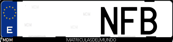 Imágen de matrícula de coche con letras NFB de España