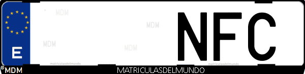 Imágen de matrícula de coche con letras NFC de España