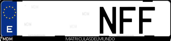 Imágen de matrícula de coche con letras NFF de España