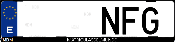 Imágen de matrícula de coche con letras NFG de España