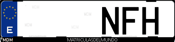 Imágen de matrícula de coche con letras NFH de España