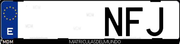 Imágen de matrícula de coche con letras NFJ de España