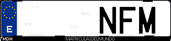 Imágen de matrícula de coche con letras NFM de España