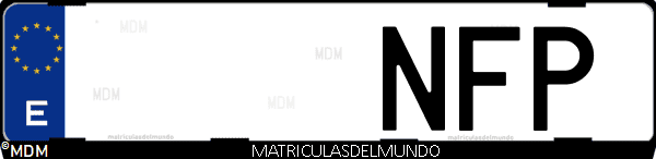 Imágen de matrícula de coche con letras NFP de España