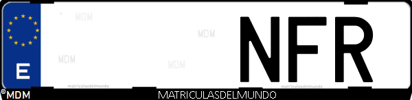 Imágen de matrícula de coche con letras NFR de España