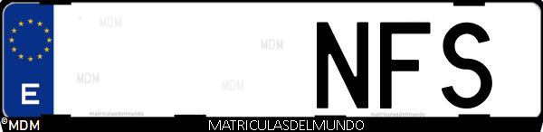 Imágen de matrícula de coche con letras NFS de España