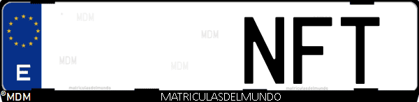 Imágen de matrícula de coche con letras NFT de España