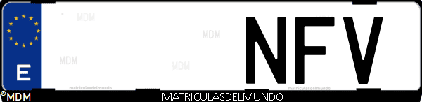 Imágen de matrícula de coche con letras NFV de España