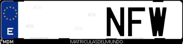 Imágen de matrícula de coche con letras NFW de España