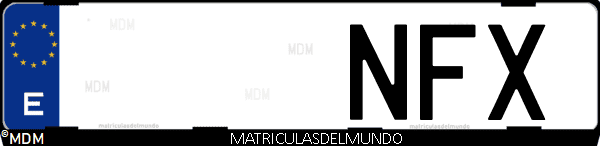 Imágen de matrícula de coche con letras NFX de España