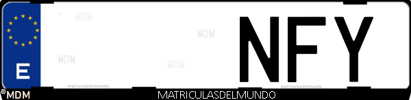 Imágen de matrícula de coche con letras NFY de España