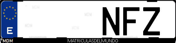Imágen de matrícula de coche con letras NFZ de España