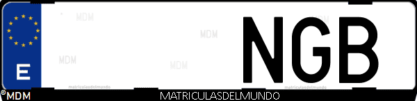 Imágen de matrícula de coche con letras NGB de España