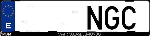 Imágen de matrícula de coche con letras NGC de España