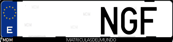 Imágen de matrícula de coche con letras NGF de España