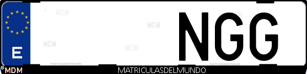 Imágen de matrícula de coche con letras NGG de España