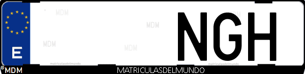 Imágen de matrícula de coche con letras NGH de España