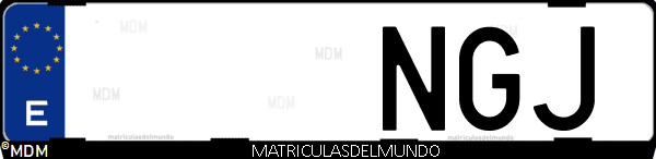 Imágen de matrícula de coche con letras NGJ de España