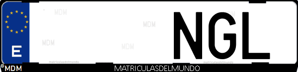 Imágen de matrícula de coche con letras NGL de España