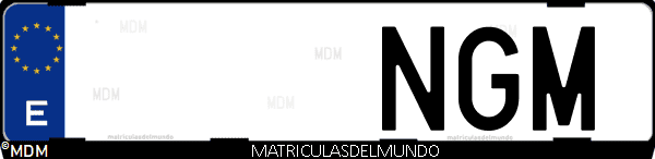 Imágen de matrícula de coche con letras NGM de España
