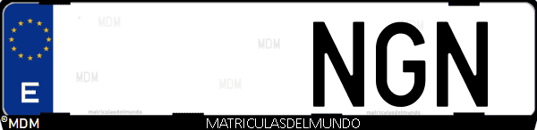 Imágen de matrícula de coche con letras NGN de España