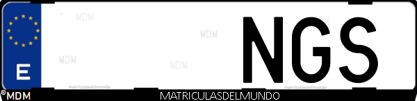 Matrícula de coche de España con letras NGS, emitida en 2025