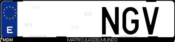 Matrícula de coche de España con letras NGV, emitida en 2025
