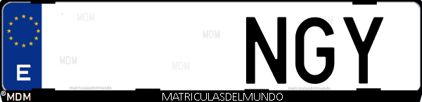 Matrícula de coche de España con letras NGY, emitida en 2025