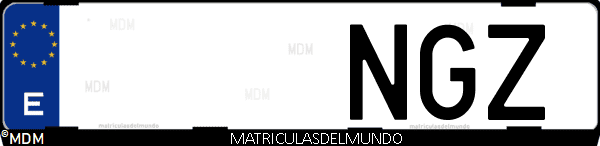 Matrícula de coche de España con letras NGZ, emitida en 2025