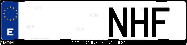 Matrícula de coche de España con letras NHF, emitida en 2025