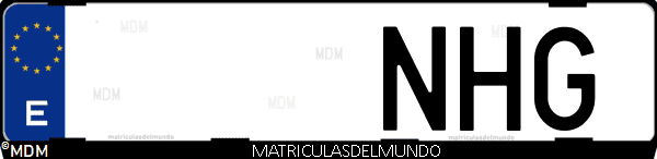 Matrícula de coche de España con letras NHG, emitida en 2025