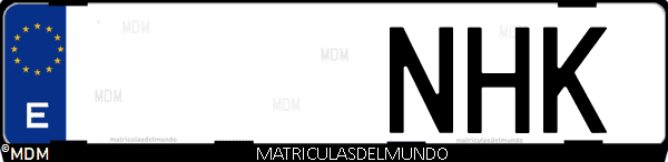 Matrícula de coche de España con letras NHK, emitida en 2025