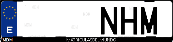 Matrícula de coche de España con letras NHM, emitida en 2025