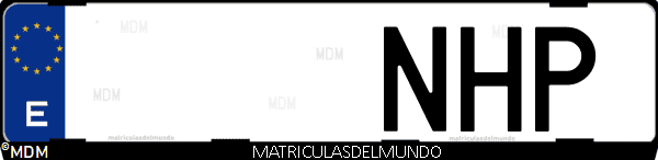 Matrícula de coche de España con letras NHP, emitida en 2025