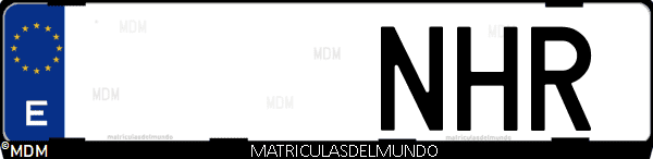 Matrícula de coche de España con letras NHR, emitida en 2025