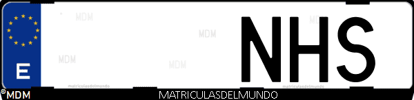 Matrícula de coche de España con letras NHS, emitida en 2025