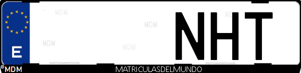 Matrícula de coche de España con letras NHT, emitida en 2025